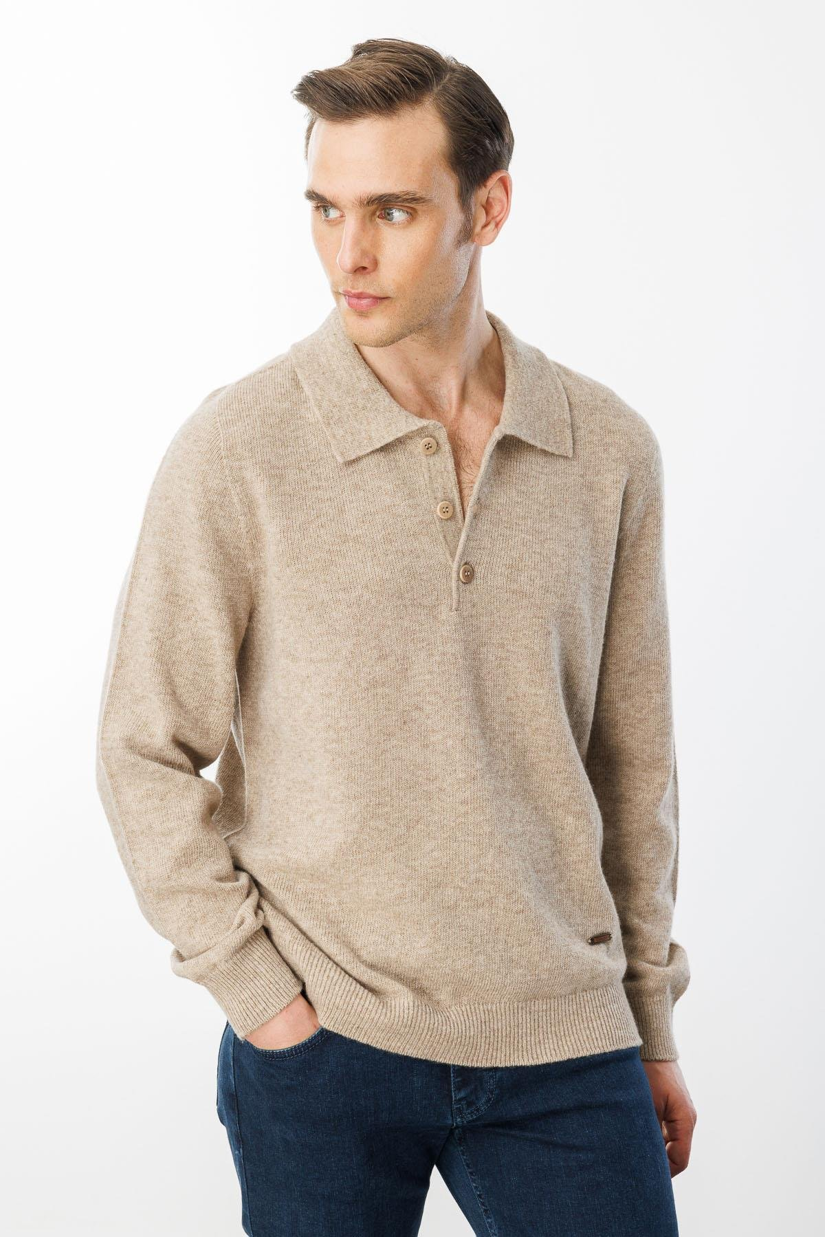 Erkek Polo Yaka Basic Yün Kazak  Desen Translation missing: tr.content.product_image_main