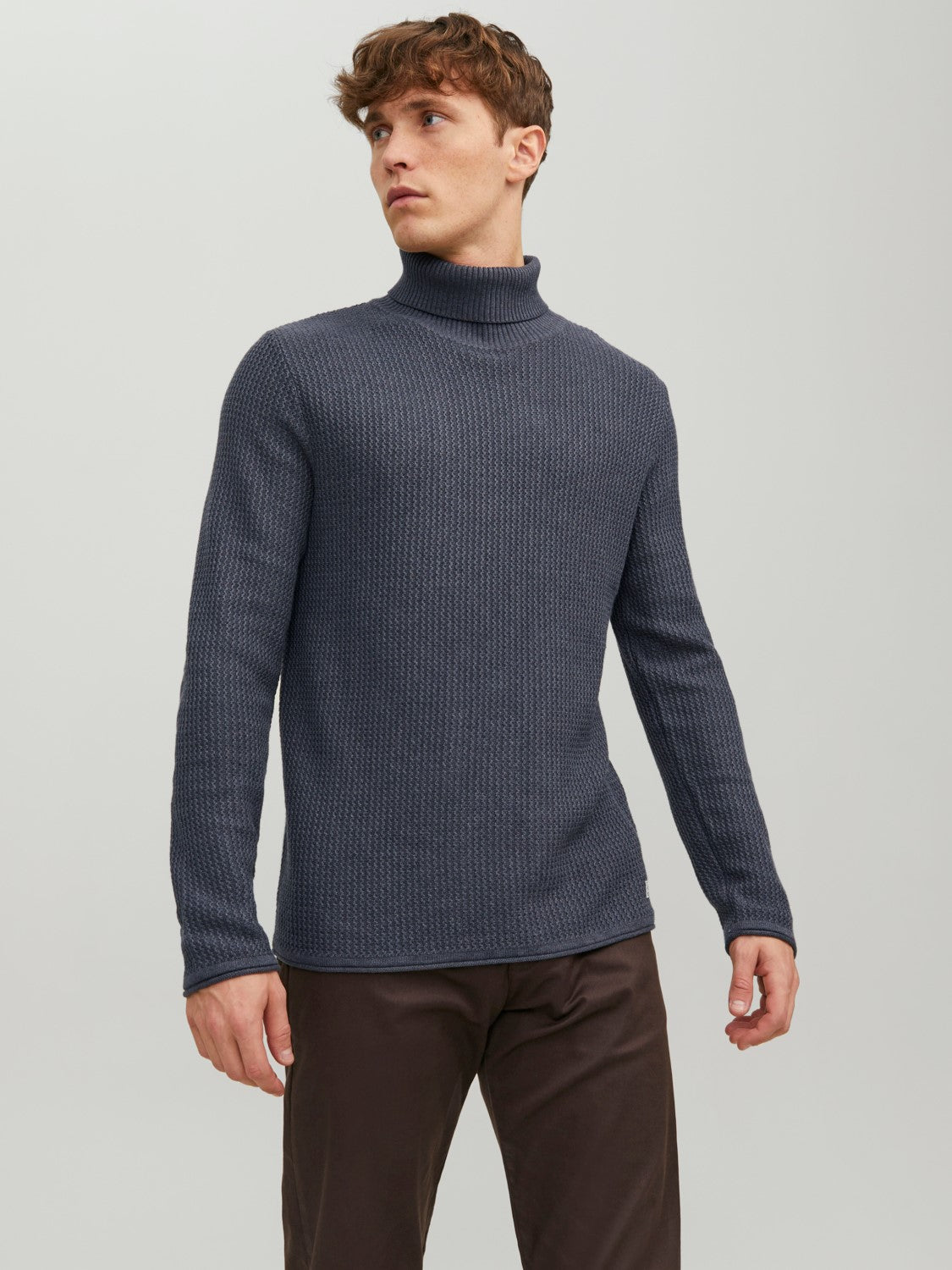 Jack&Jones Erkek Minimalist Boğazlı Uzun Kol Kazak - Oversized Fit