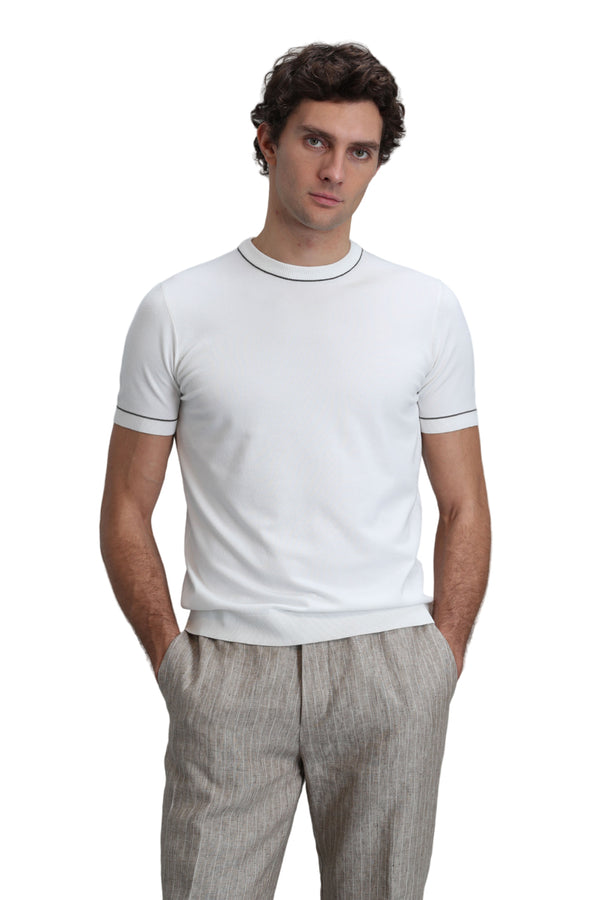 Lufian Minimalist Kısa Kol Erkek Kazak - Rahat ve Şık Günlük Stil