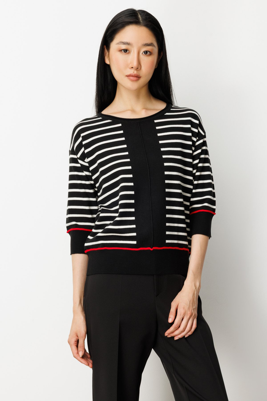 On Yarım Kol Çizgili Kazak