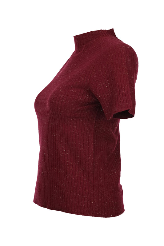 عشرة كنزات نسائية قصيرة الأكمام بياقة عالية بتصميم بسيط - أنيقة للاستخدام اليومي