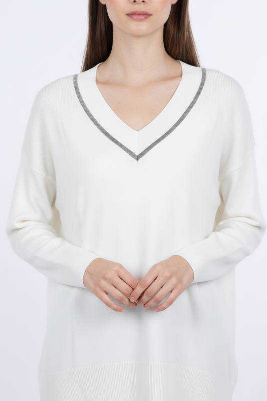 On V Yaka Taşlı Triko Kazak On