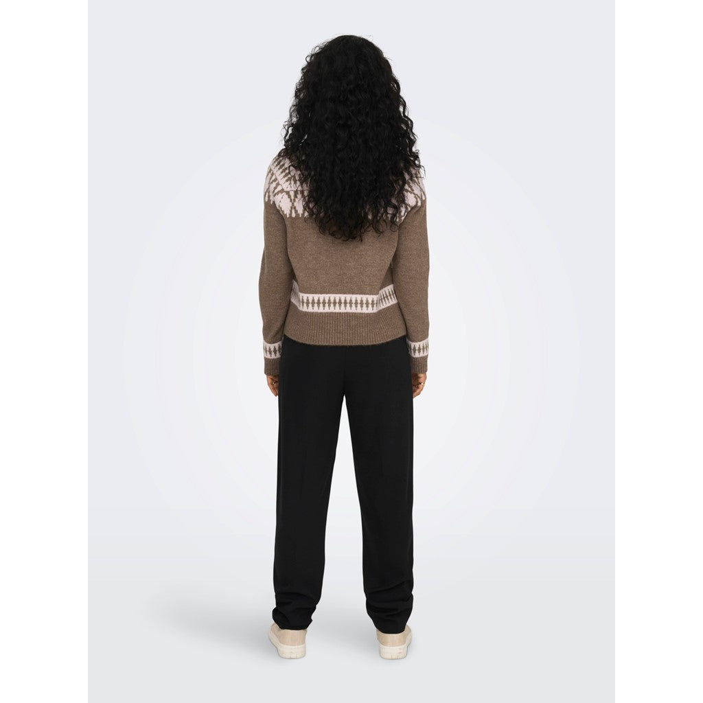 Only Boğazlı Oversize Kazak - Minimalist Desenli - Günlük