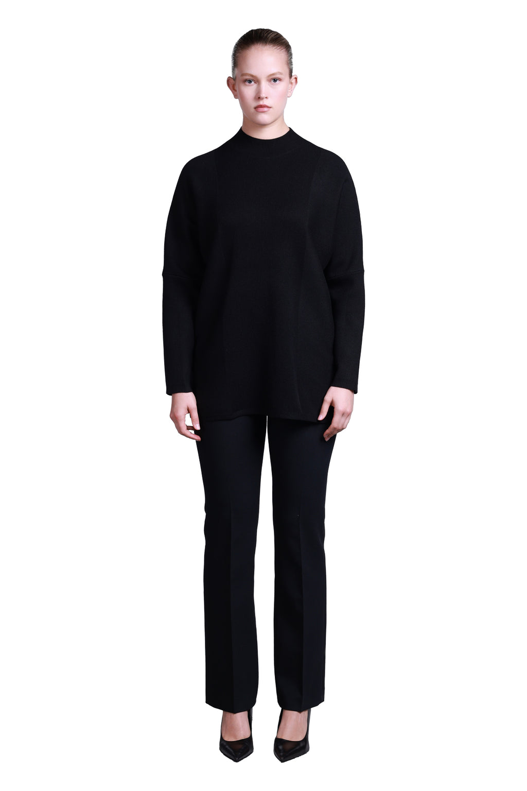 Sempre Minimalist Oversize Uzun Kol Kadın Kazak - Midi Boy - Rahat Kesim