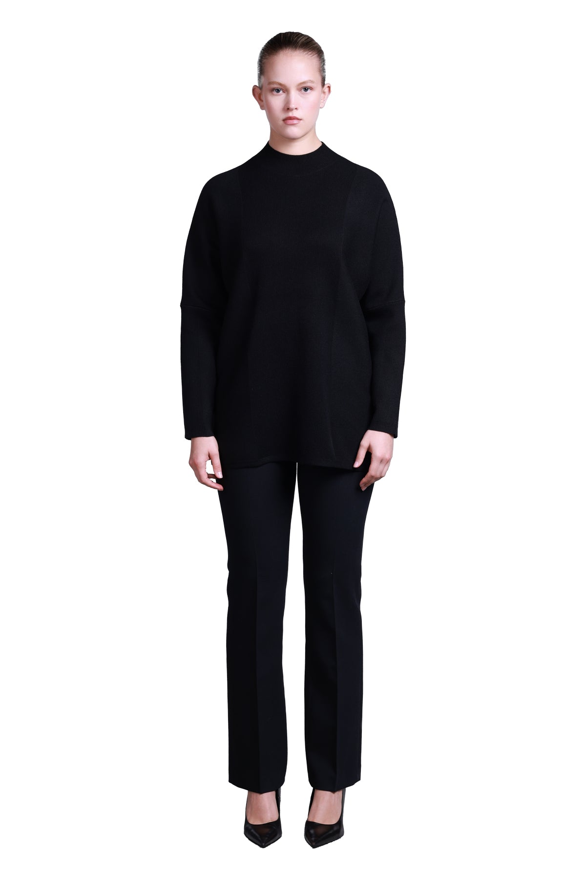Sempre Minimalist Oversize Uzun Kol Kadın Kazak - Midi Boy - Rahat Kesim