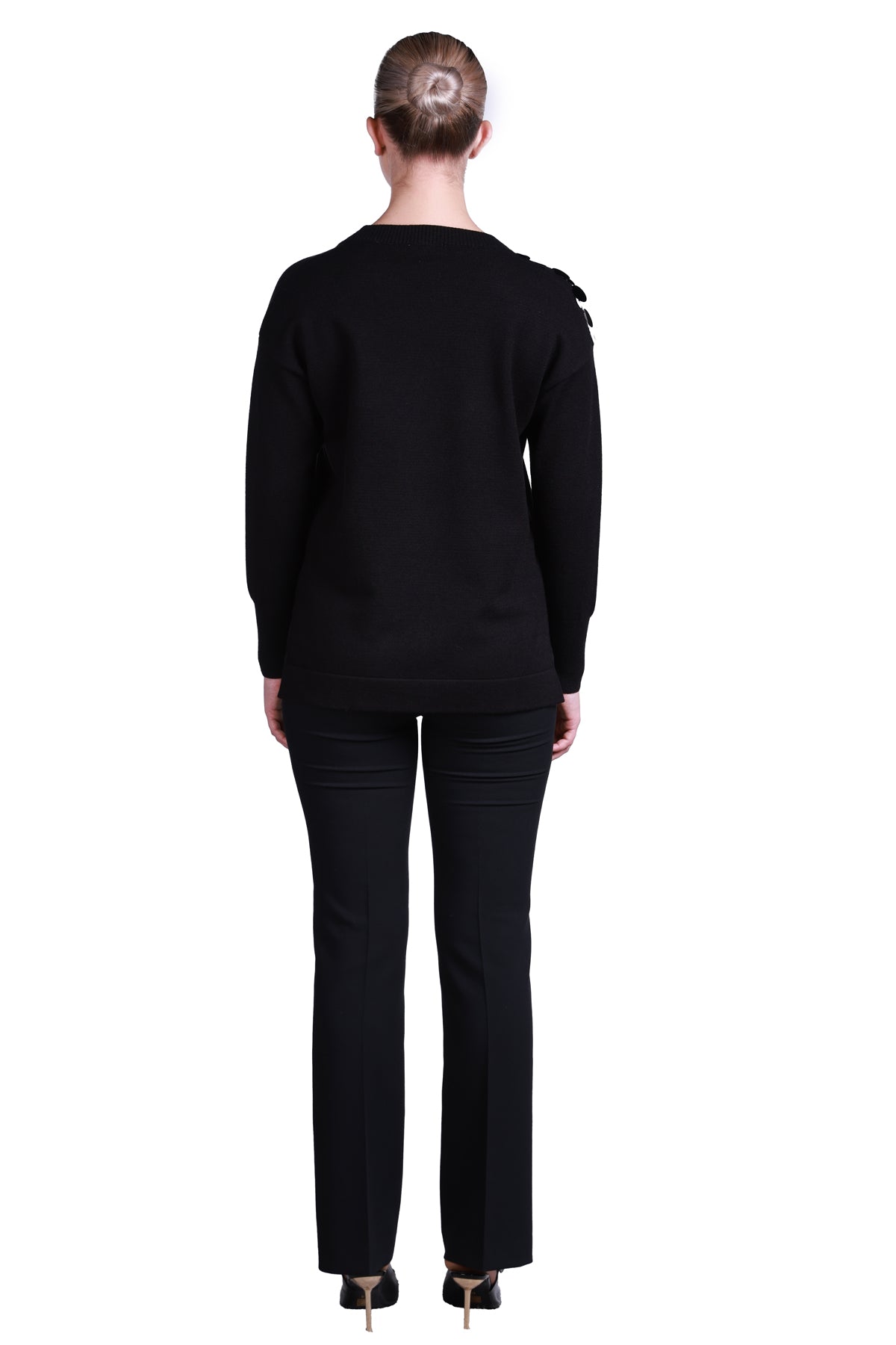 Sempre Oversize V Yaka Pullu Uzun Kol Kazak - Günlük & Şık