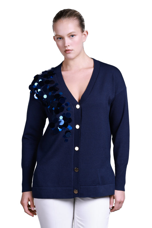 Sempre Oversize V Yaka Pullu Uzun Kol Kazak - Günlük & Şık