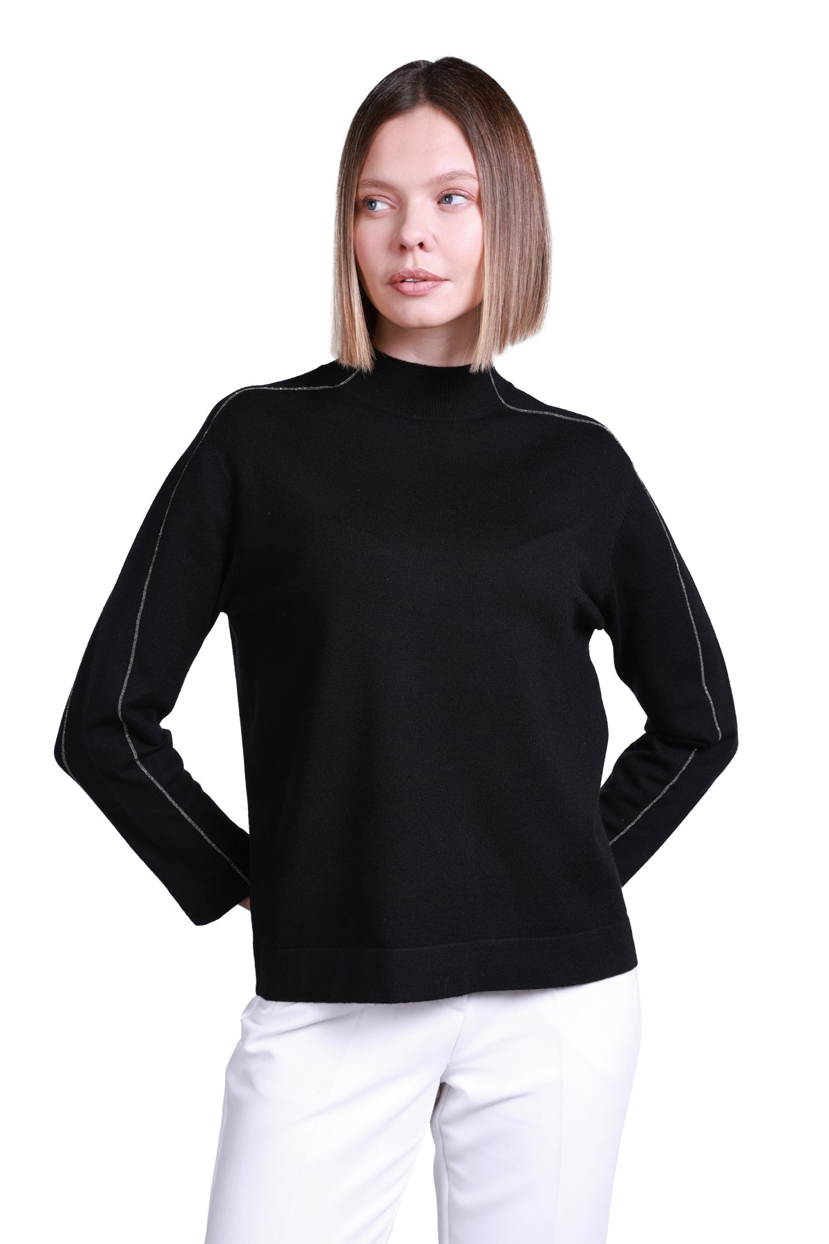 Sempre Minimalist Yüksek Yaka Uzun Kol Kadın Kazak