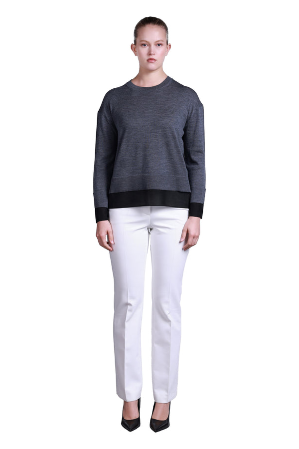 Sempre Oversize Yuvarlak Yaka Uzun Kol Kadın Kazak - Minimalist Tasarım
