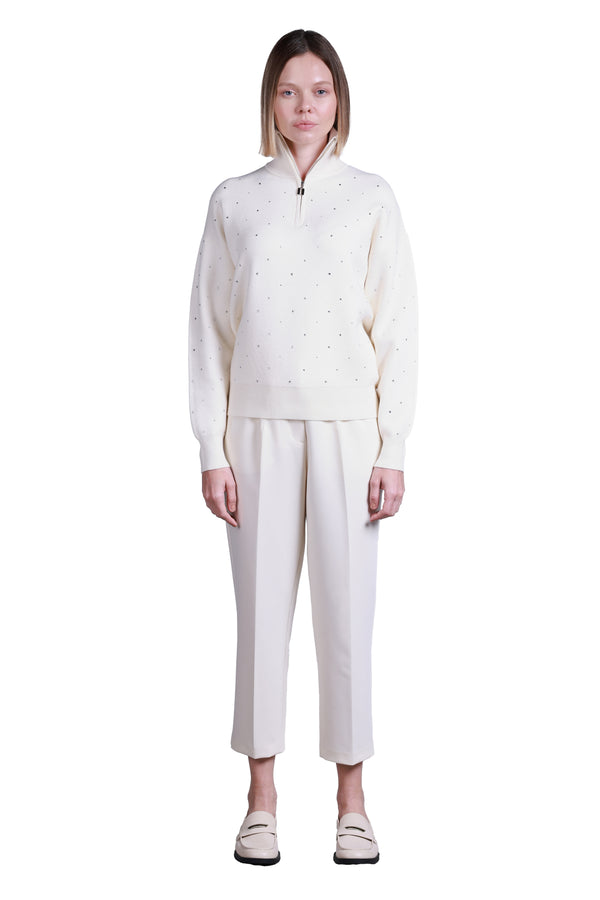 Sempre Oversize Minimalist Yarı Boğazlı Uzun Kol Kazak