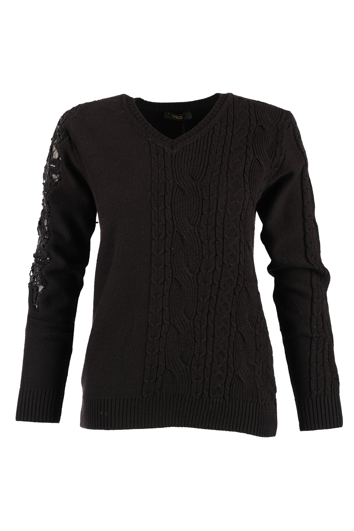 Vedi Kadın V Yaka Oversize Minimalist Kazak - Rahat ve Şık