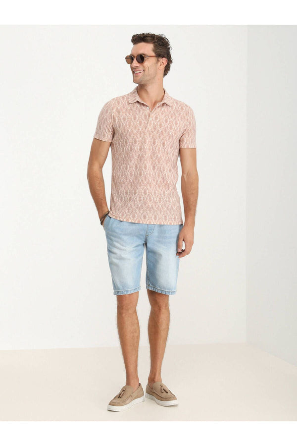 Kip Minimalist Desen Polo Yaka Kısa Kol Erkek T-Shirt TSH-1322