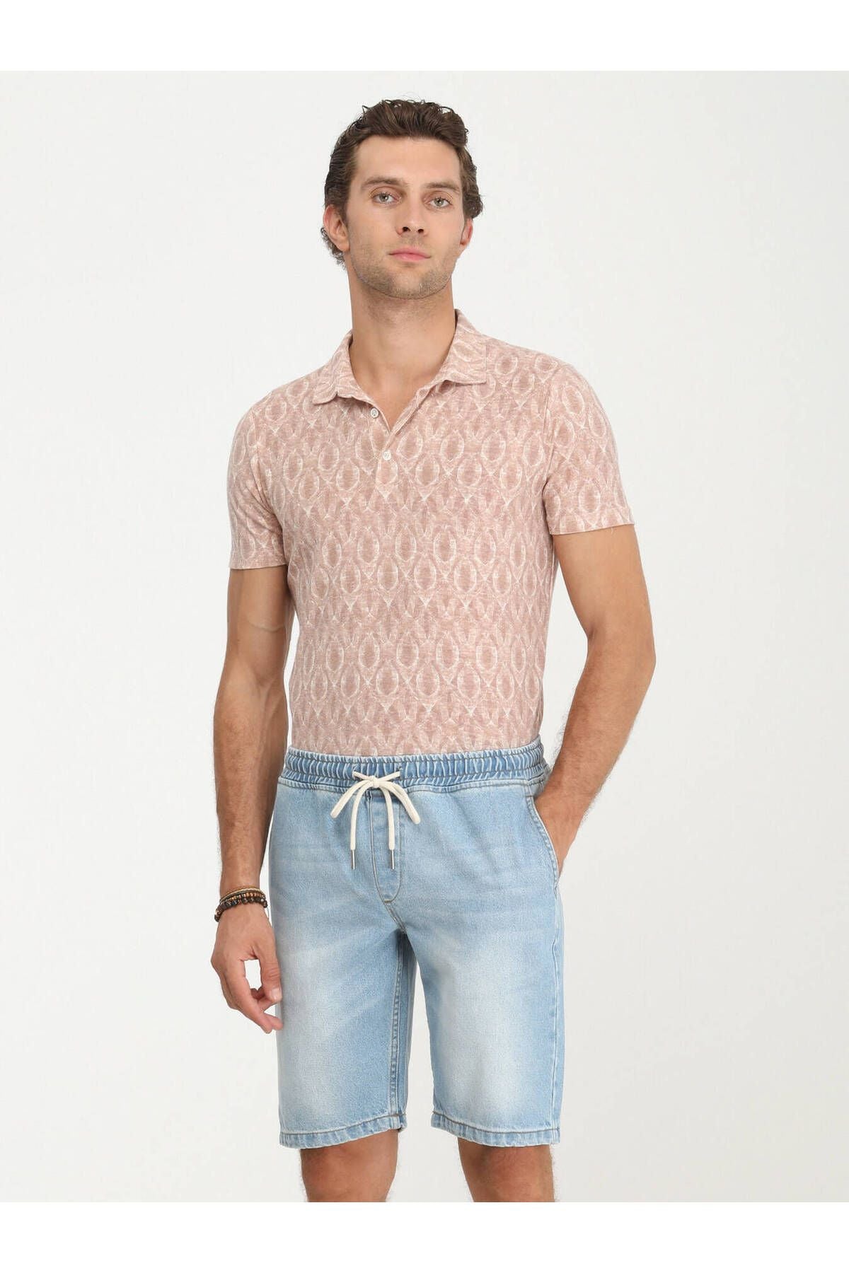 Kip Minimalist Desen Polo Yaka Kısa Kol Erkek T-Shirt TSH-1322