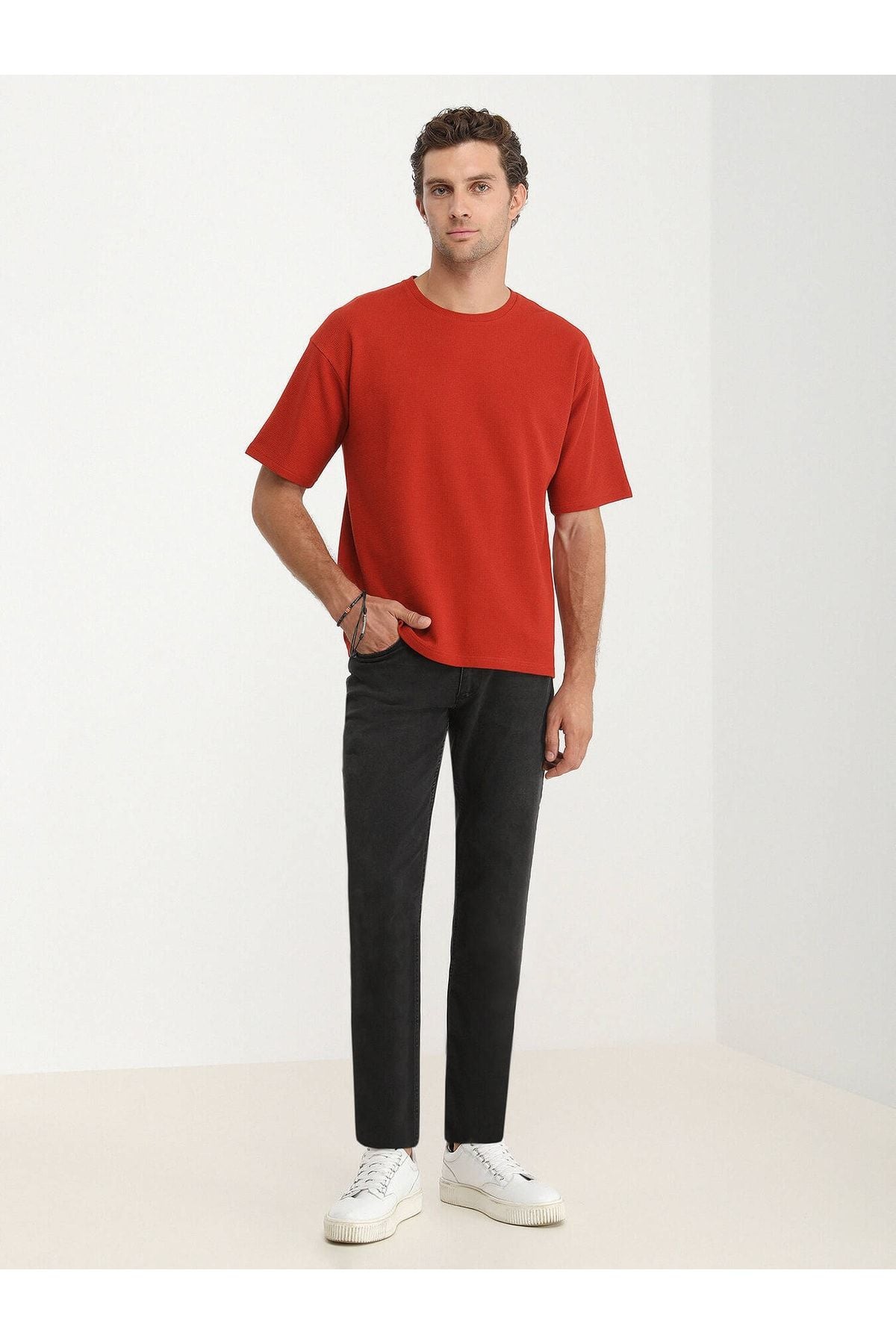 Kip Oversize Kısa Kol Yuvarlak Yaka Minimalist Erkek T-Shirt TSH-1348 - Günlük Kullanım