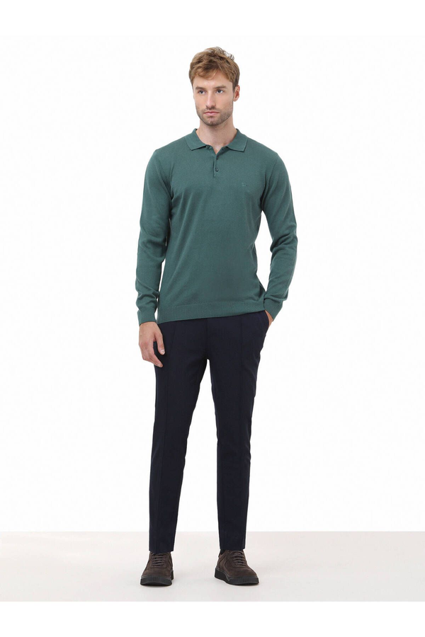 Kip Minimalist Erkek Triko - Polo Yaka Uzun Kol - Günlük Şıklık