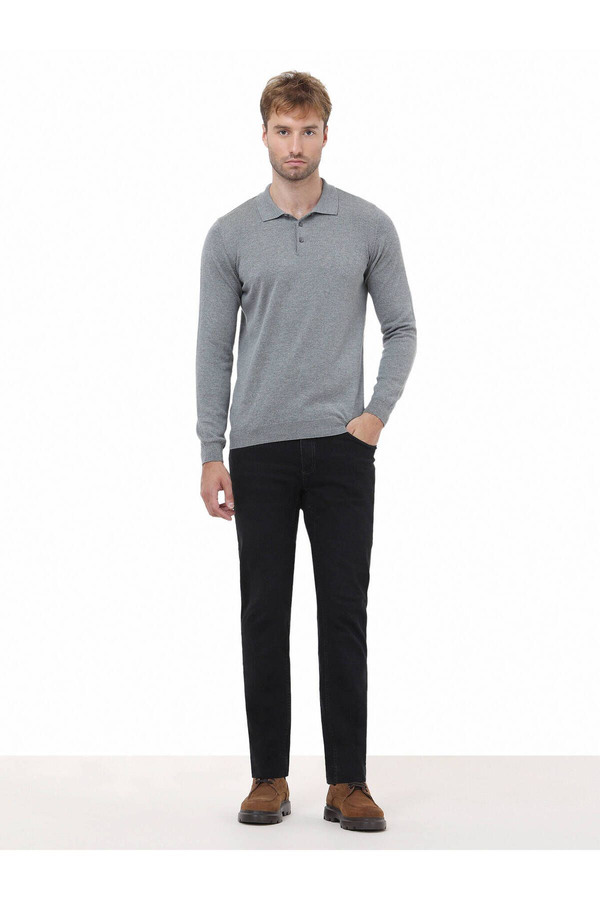Kip Minimalist Erkek Triko - Polo Yaka Uzun Kol - Günlük Şıklık