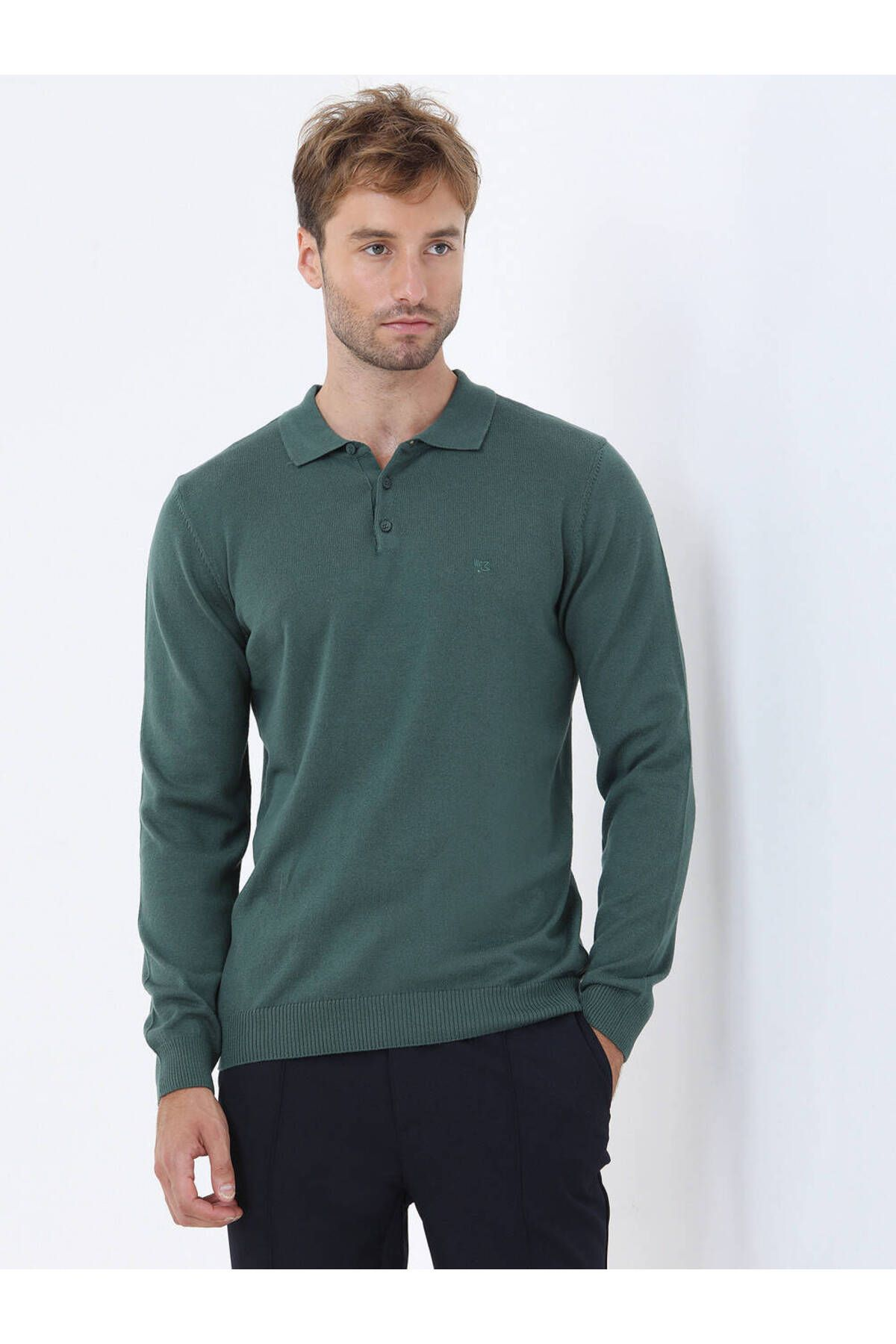Kip Minimalist Erkek Triko - Polo Yaka Uzun Kol - Günlük Şıklık Ana görsel