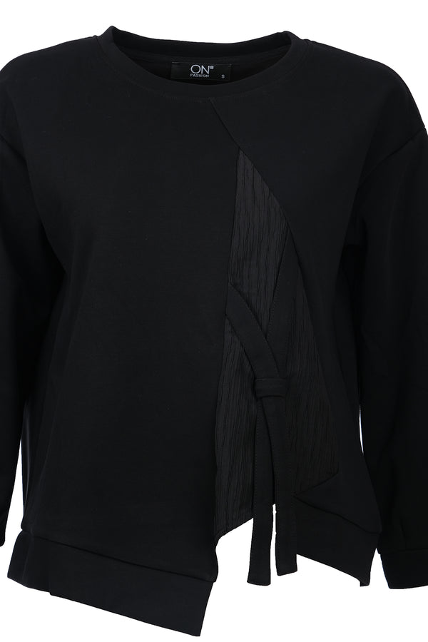 Kırışık Kumaş Detaylı Sweat On