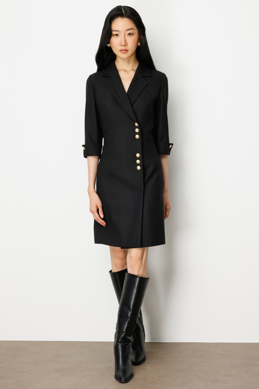 فستان بأزرار مزدوجة الصدر من إيكول