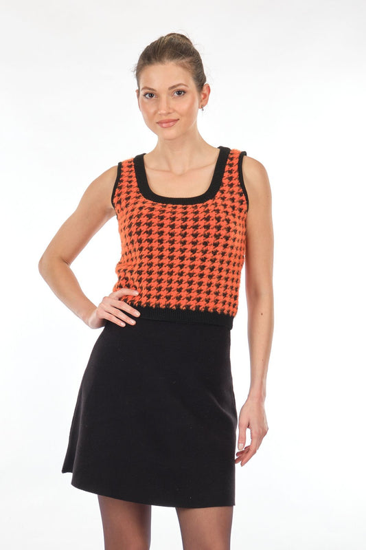 Lal Kadın Crop Triko Yelek - Minimalist Vintage Stil - Oversize