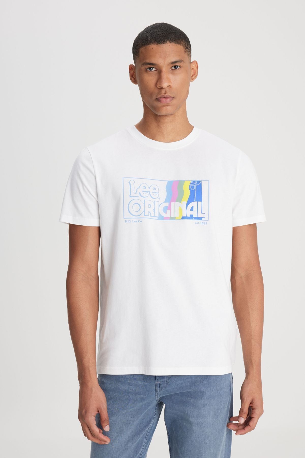 Lee Erkek Minimalist T-Shirt - Kısa Kol Yuvarlak Yaka - Günlük Stil İkincil görsel