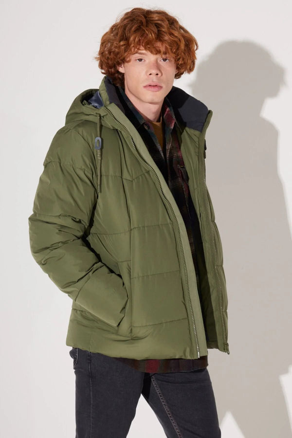 Lee Erkek Kapüşonlu Oversize Şişme Mont - Kışlık