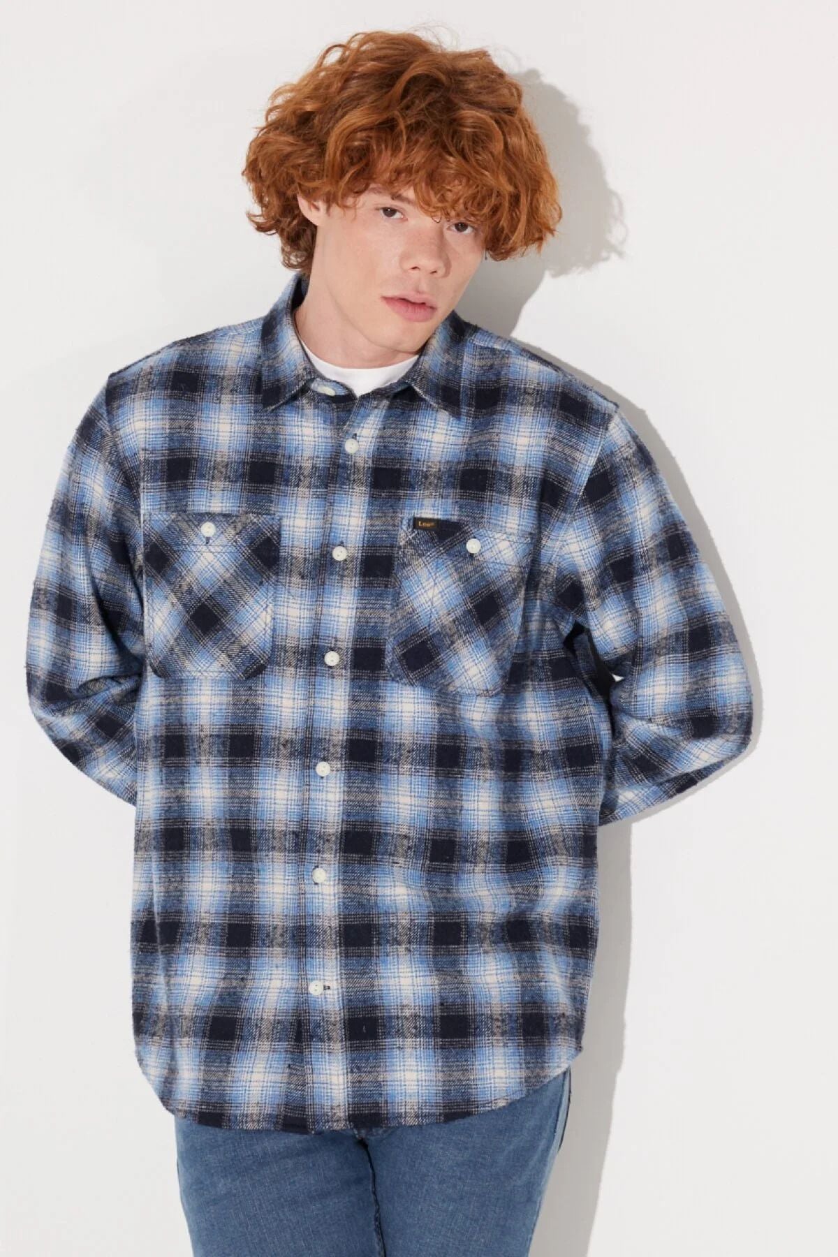 Lee Erkek Oversize Uzun Kol Kareli Gömlek - Günlük Stil İkincil görsel