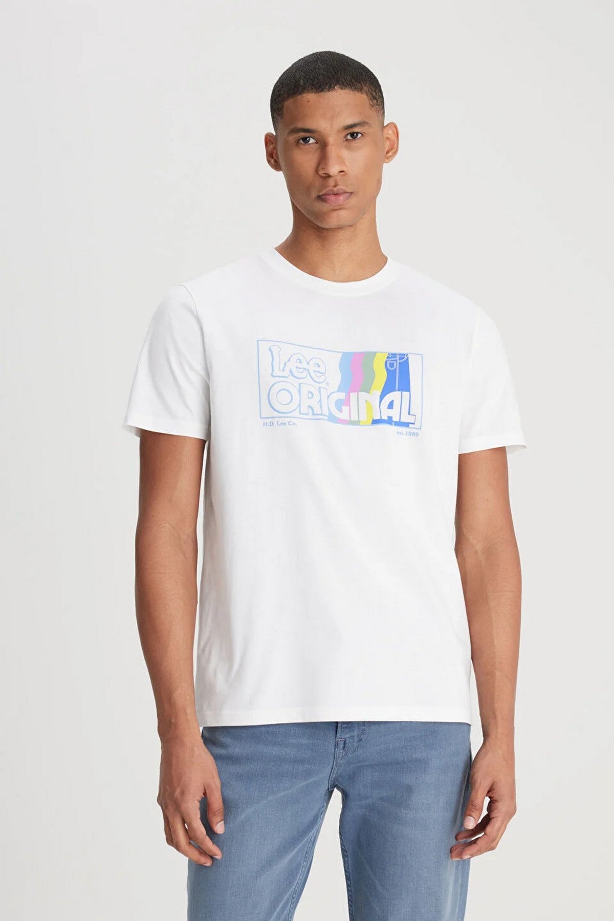 Lee Erkek Minimalist T-Shirt - Kısa Kol Yuvarlak Yaka - Günlük Stil