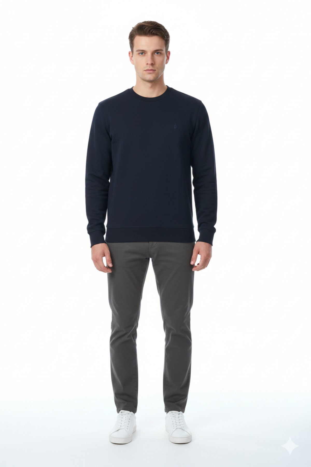 Legato Erkek Büyük Beden Bisiklet Yaka Pamuklu Örme Uzun Kollu Sweatshirt 6705 Ana görsel