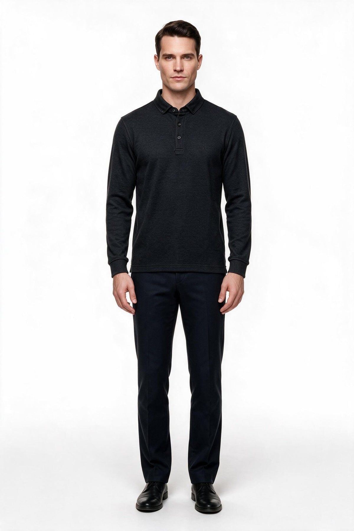 Legato Erkek Polo Yaka Uzun Kollu Dokulu Örme Sweatshirt Ana görsel