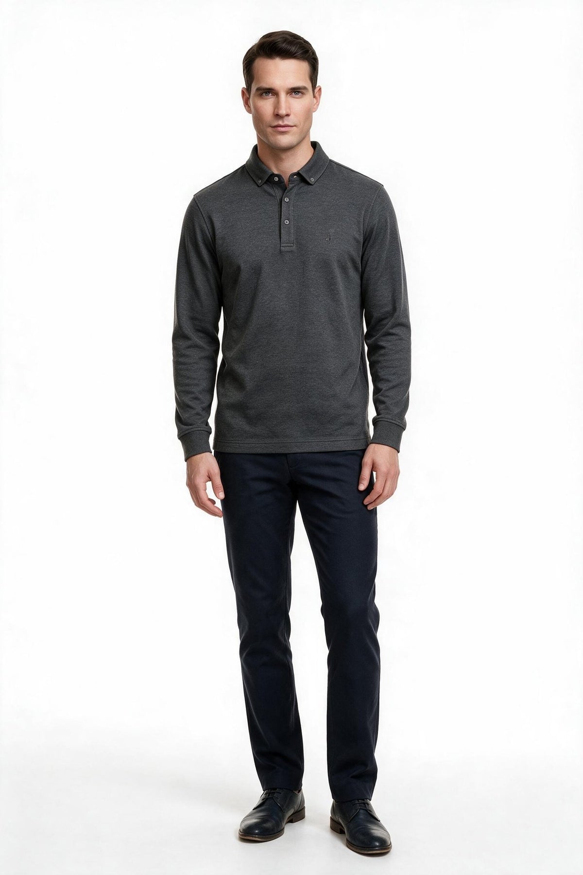Legato Erkek Polo Yaka Uzun Kollu Dokulu Örme Sweatshirt Ana görsel