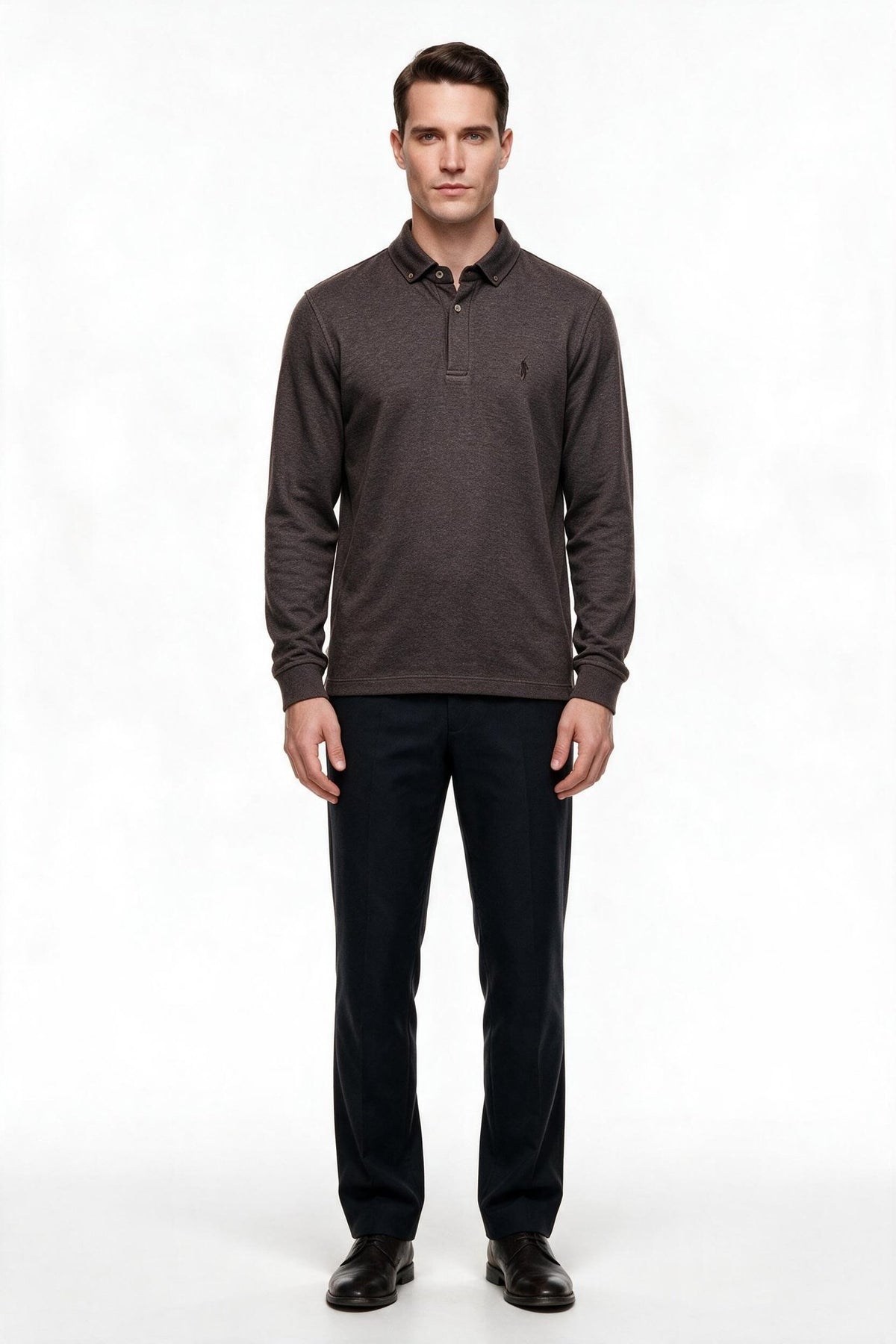 Legato Erkek Polo Yaka Uzun Kollu Dokulu Örme Sweatshirt Ana görsel