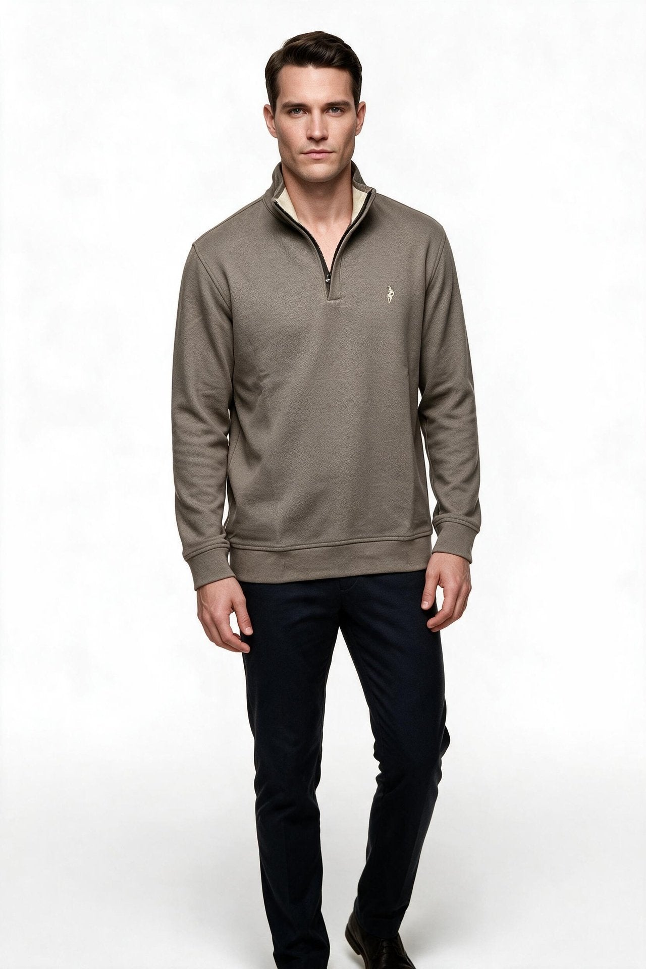 Legato Erkek Dik Yaka Yarım Fermuarlı Pamuk Karışımlı Uzun Kollu Sweatshirt İkincil görsel