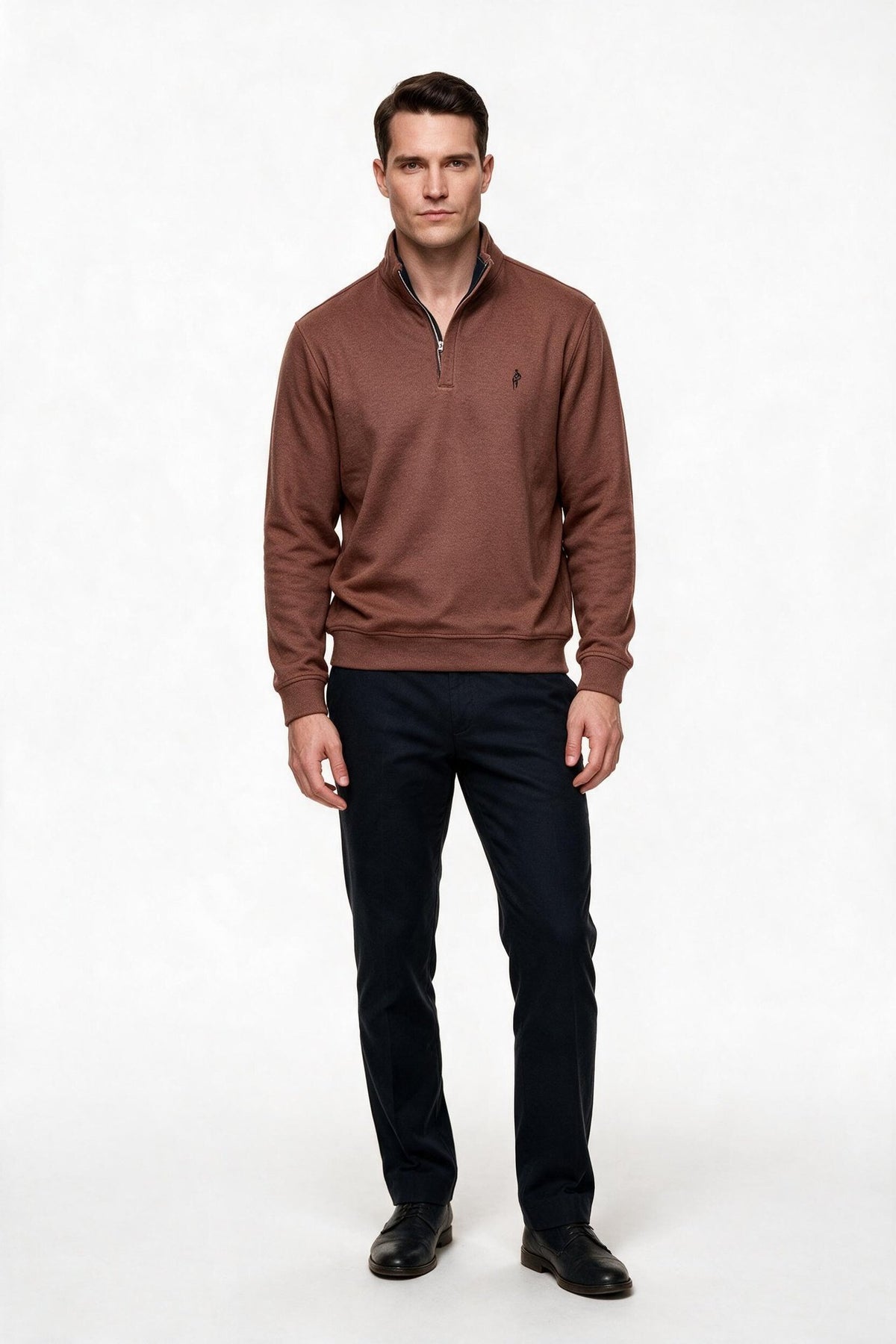 Legato Erkek Dik Yaka Yarım Fermuarlı Pamuk Karışımlı Uzun Kollu Sweatshirt