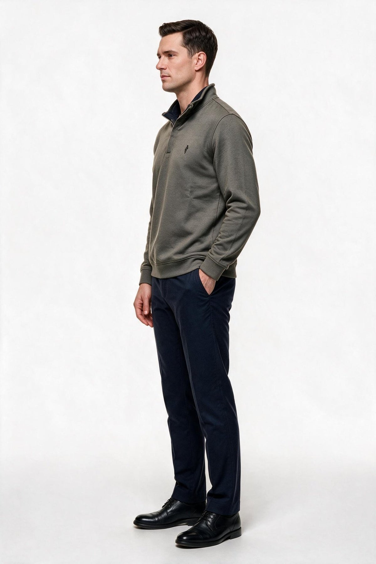 Legato Erkek Dik Yaka Yarım Fermuarlı Pamuk Karışımlı Uzun Kollu Sweatshirt