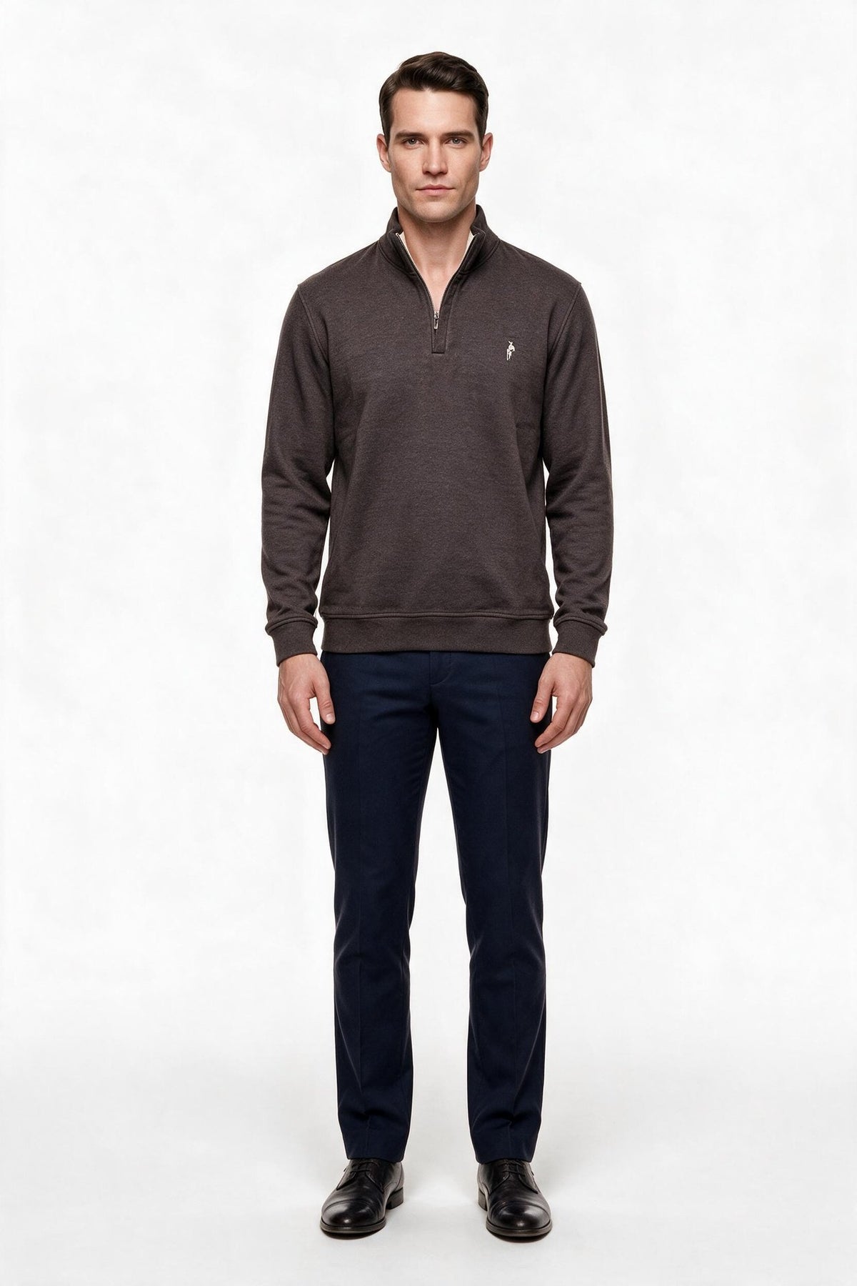 Legato Erkek Dik Yaka Yarım Fermuarlı Pamuk Karışımlı Uzun Kollu Sweatshirt Ana görsel