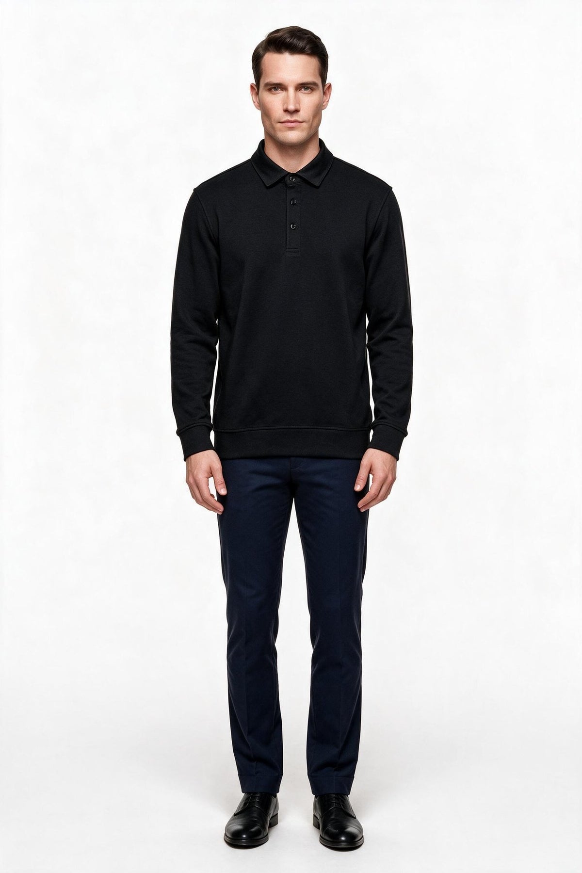 Legato Erkek Polo Yaka Düğmeli Plaket Uzun Kollu Standart Kalıp Sweatshirt Ana görsel