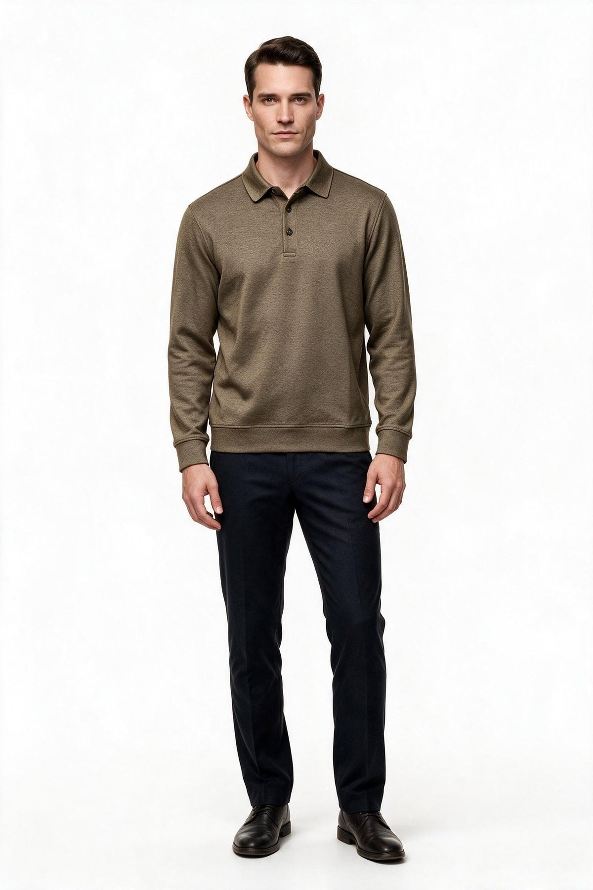 Legato Erkek Polo Yaka Düğmeli Plaket Uzun Kollu Standart Kalıp Sweatshirt Ana görsel