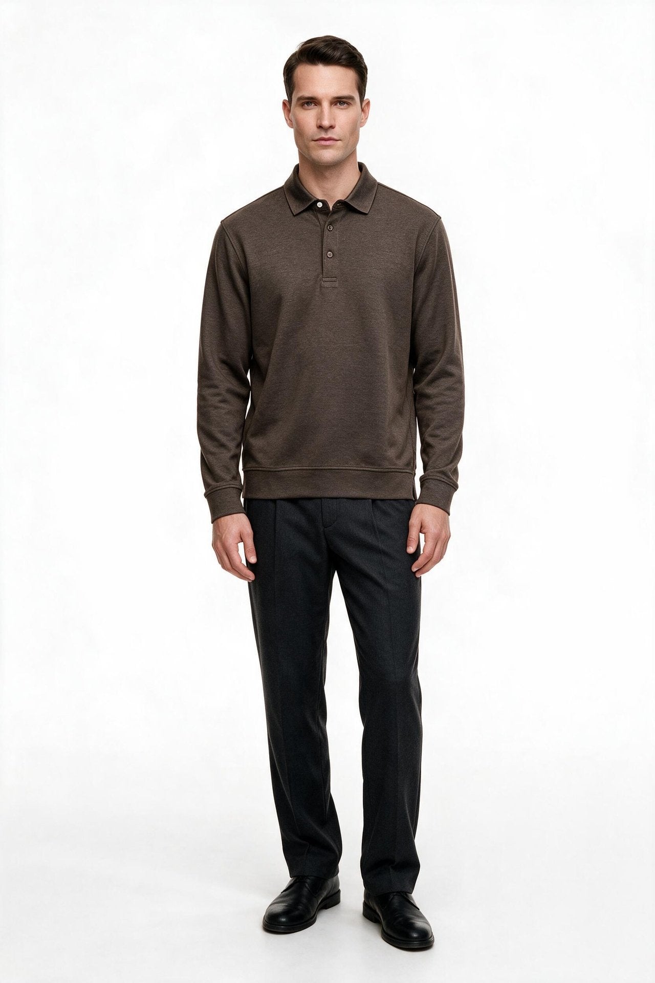 Legato Erkek Polo Yaka Düğmeli Plaket Uzun Kollu Standart Kalıp Sweatshirt İkincil görsel