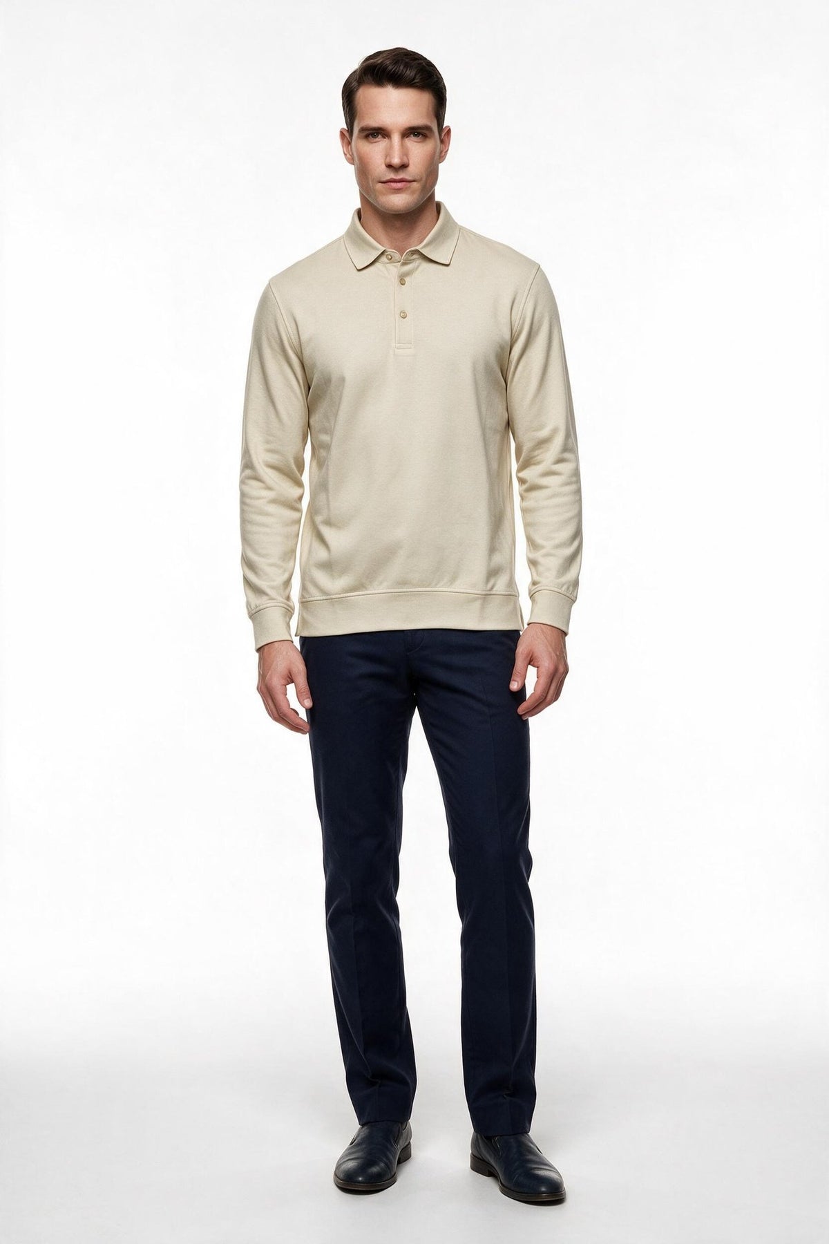 Legato Erkek Polo Yaka Düğmeli Plaket Uzun Kollu Standart Kalıp Sweatshirt Ana görsel