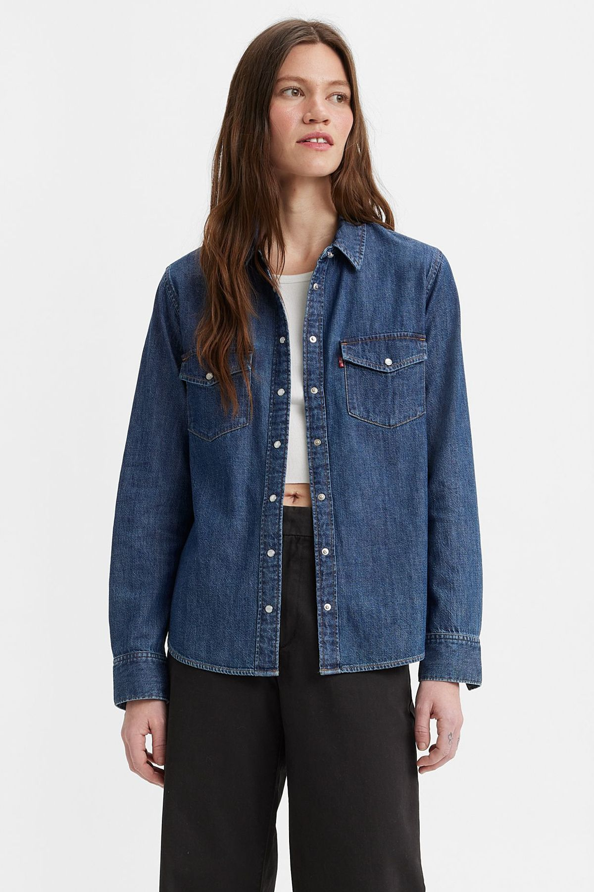 Levi's Oversize Uzun Kol Gömlek Yaka Kadın Denim Gömlek Translation missing: ar.content.product_image_main