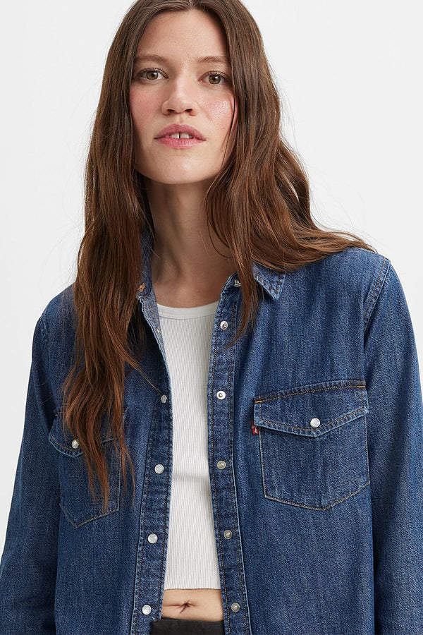 Levi's Oversize Uzun Kol Gömlek Yaka Kadın Denim Gömlek