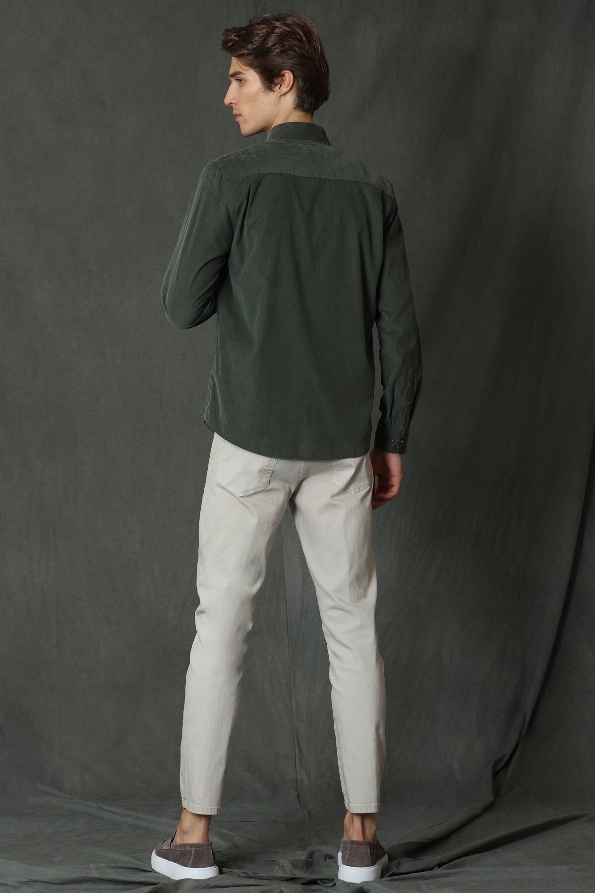 Lufian Oversize Kadife Erkek Gömlek - Uzun Kol - Minimalist Tarz