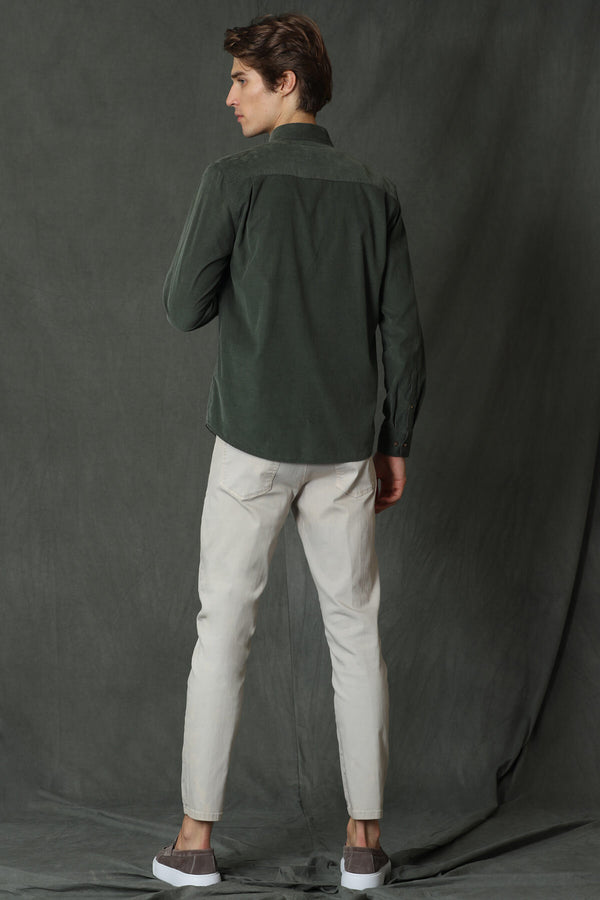 Lufian Oversize Kadife Erkek Gömlek - Uzun Kol - Minimalist Tarz