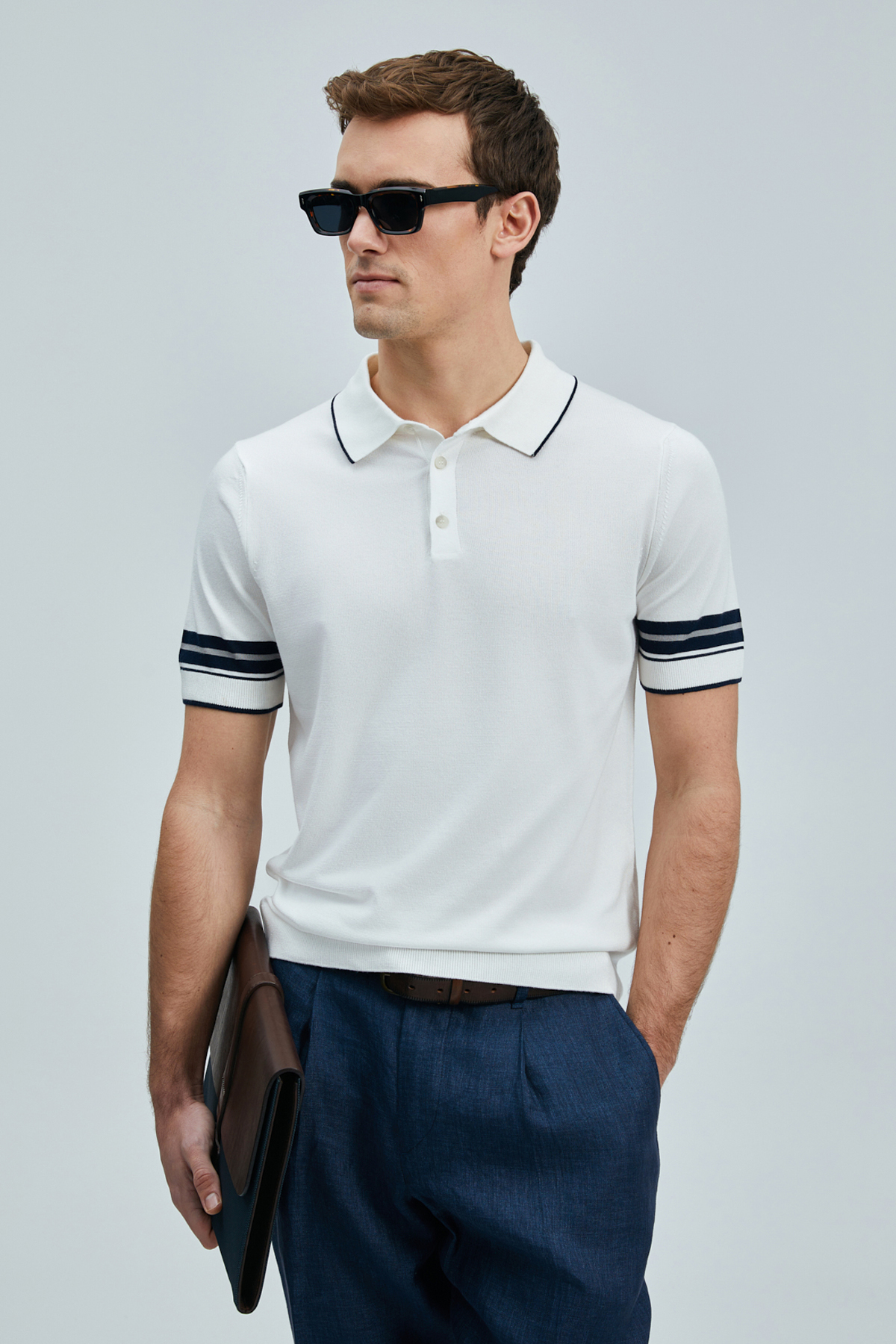 Lufian Erkek Kısa Kol Polo Yaka Minimalist Kazak - Günlük Stil Translation missing: ar.content.product_image_main