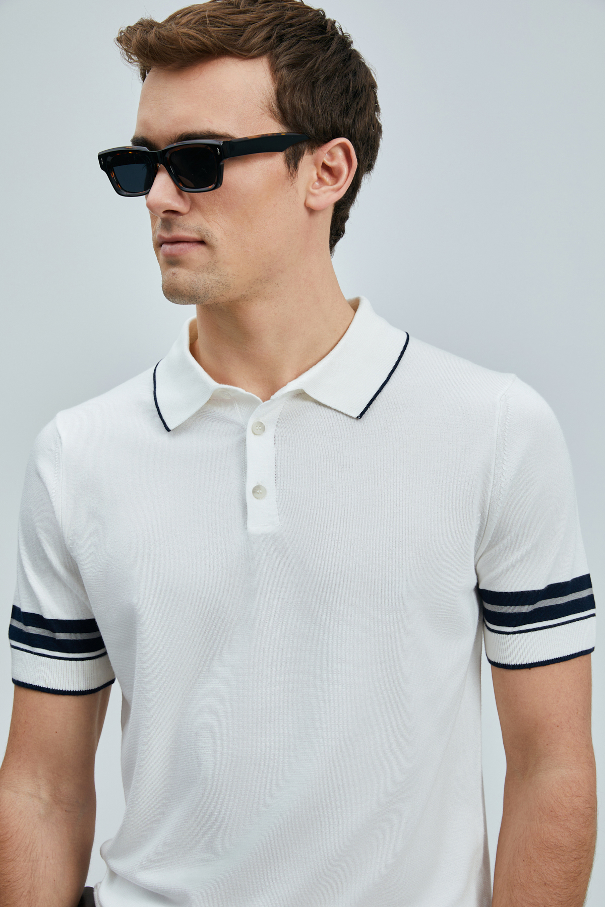 Lufian Erkek Kısa Kol Polo Yaka Minimalist Kazak - Günlük Stil İkincil görsel