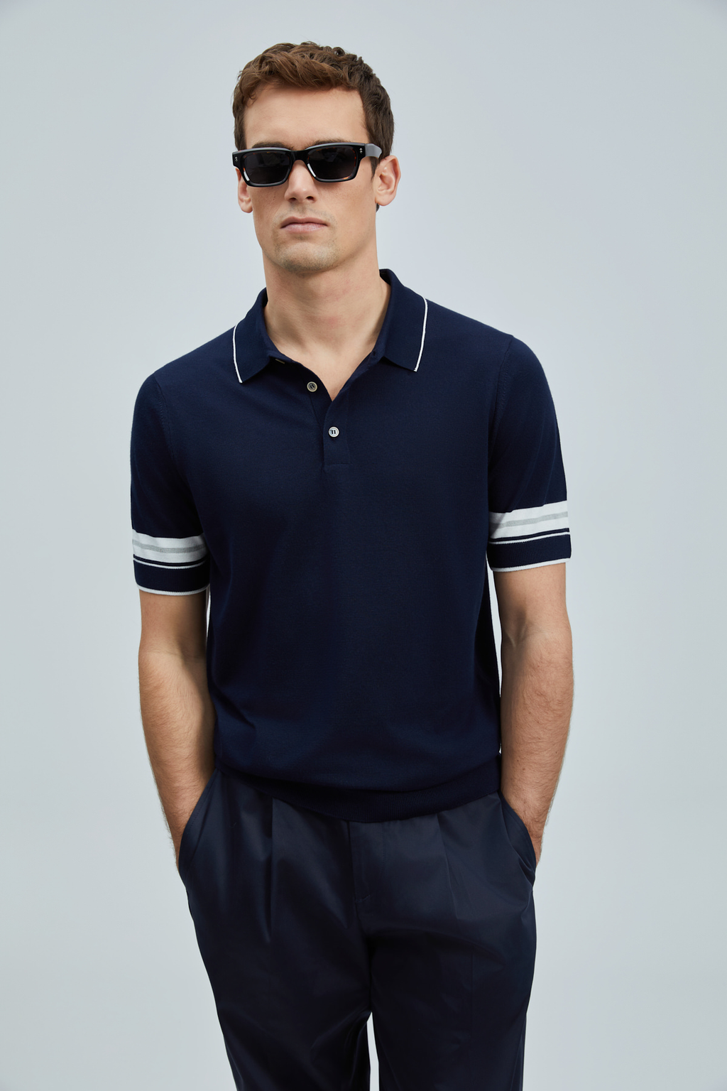 Lufian Erkek Kısa Kol Polo Yaka Minimalist Kazak - Günlük Stil