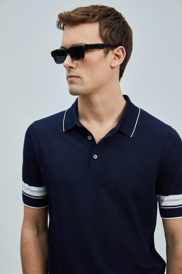 Lufian Erkek Kısa Kol Polo Yaka Minimalist Kazak - Günlük Stil