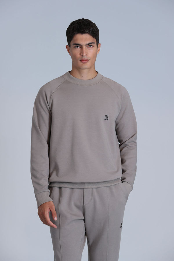 Lufian Oversize Erkek Sweatshirt - Minimalist Stil, Uzun Kol, Yuvarlak Yaka
