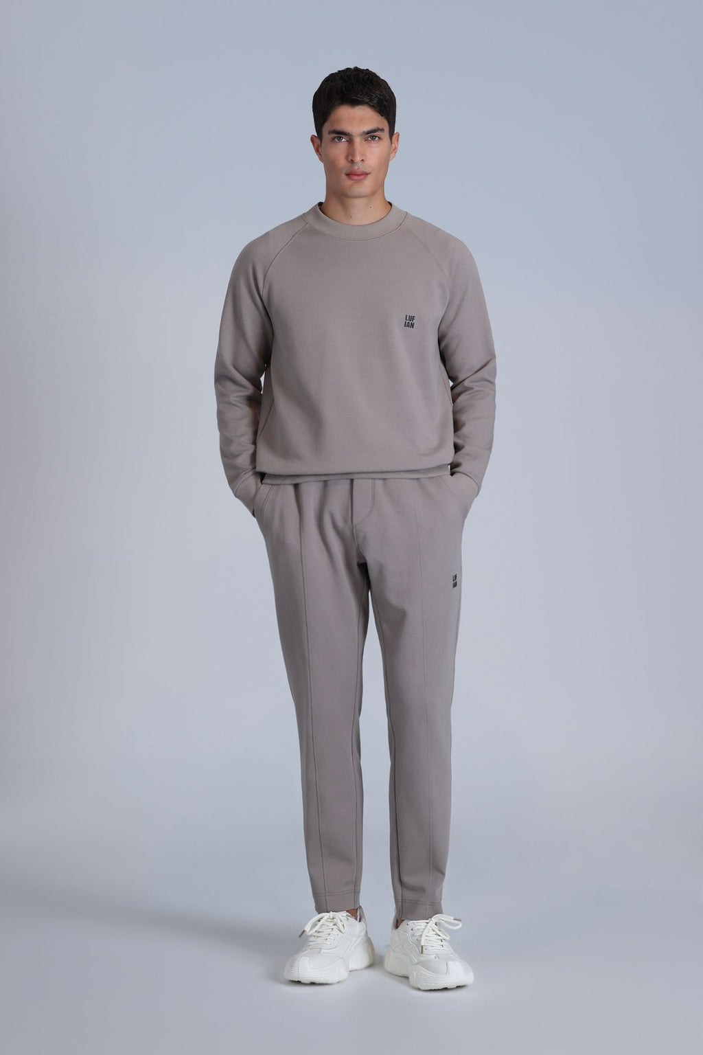 Lufian Oversize Erkek Sweatshirt - Minimalist Stil, Uzun Kol, Yuvarlak Yaka